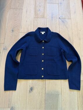 Crewcuts Navy Knit Button-Front Jacket with Patch Pockets